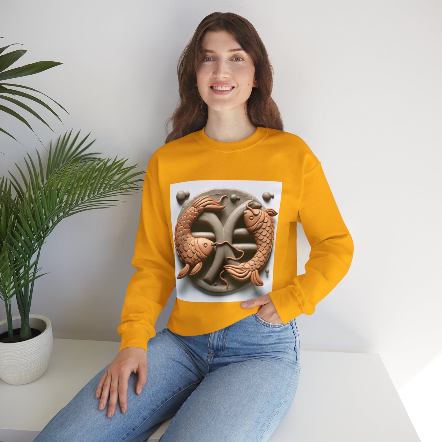 Unisex Heavy Blend™ Crewneck Sweatshirt,Two Fishes  Pisces Zodiac Design