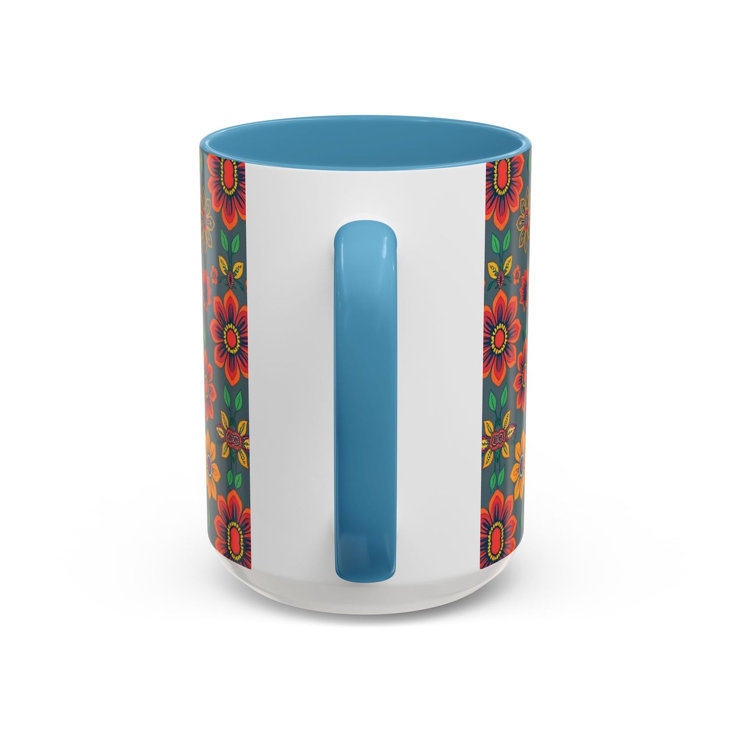 Accent Coffee Mug, Aries, Zodiac v4, Flower Pattern, (11, 15oz)