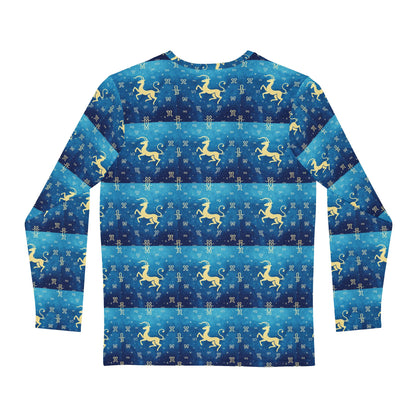 Men's Long Sleeve Shirt, (AOP), Aquarius, Zodiac, Pattern