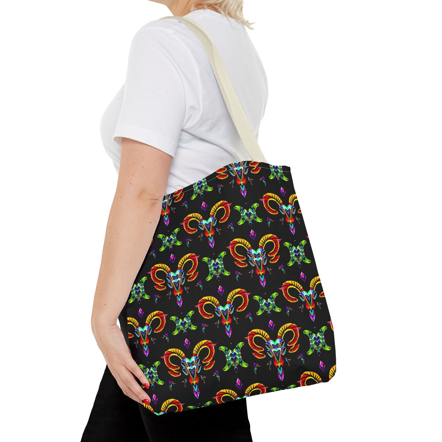 Tote Bag (AOP), Aries, Zodiac, Jewel Pattern