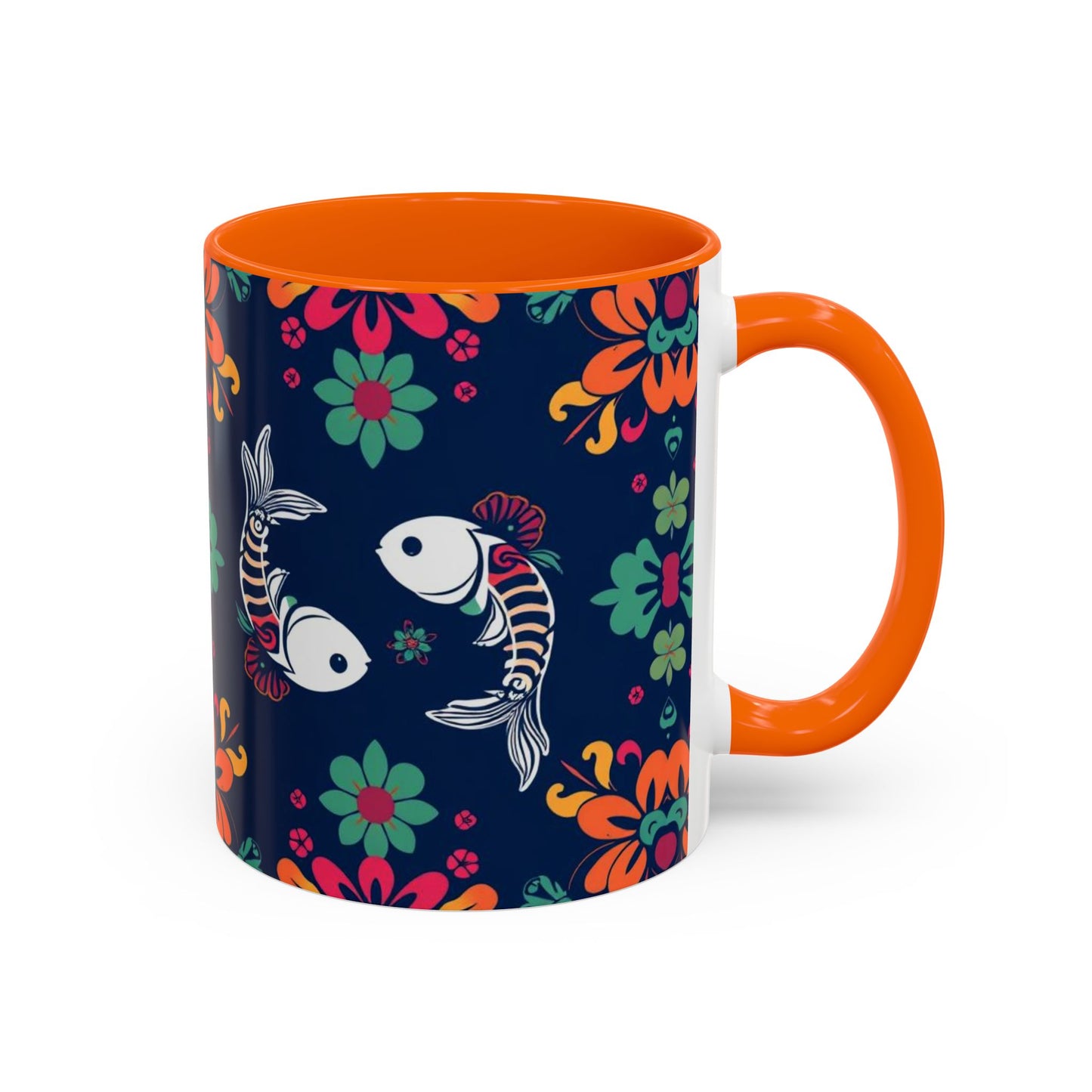 Accent Coffee Mug, Pisces, Zodiac. Flower Pattern, (11, 15oz)