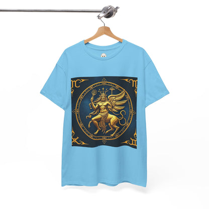 Unisex Heavy Cotton T-Shirt, Gold Angel, Symbol, Virgo Zodiac Design