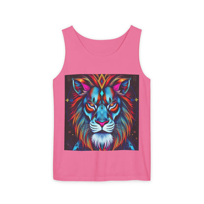 Unisex Garment-Dyed, Tank Top, Leo, Pop Art v1, 100% US cotton