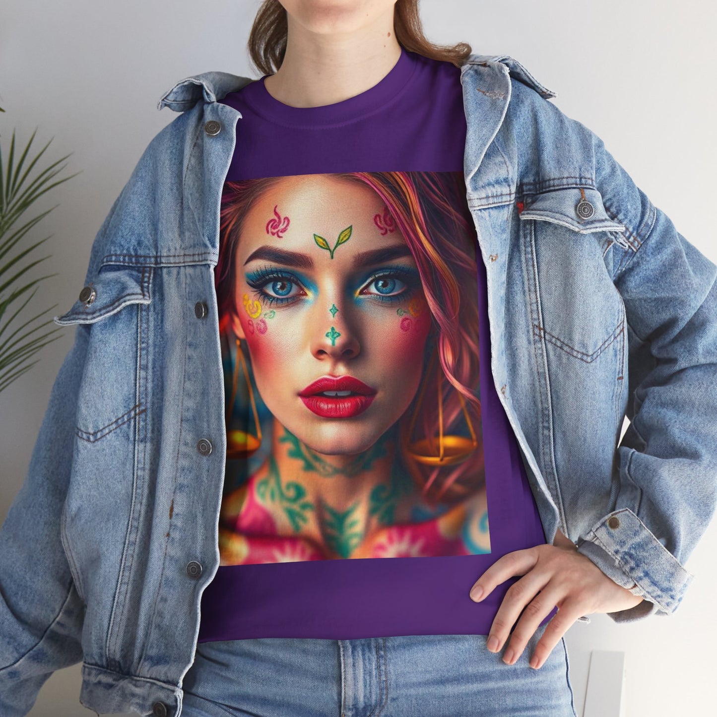 Unisex Heavy Cotton T-Shirt, Libra, Zodiac v1, Sexy Art