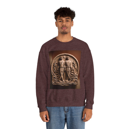 Unisex Heavy Blend™ Crewneck Sweatshirt, Stone Twins, Gemini Zodiac Design