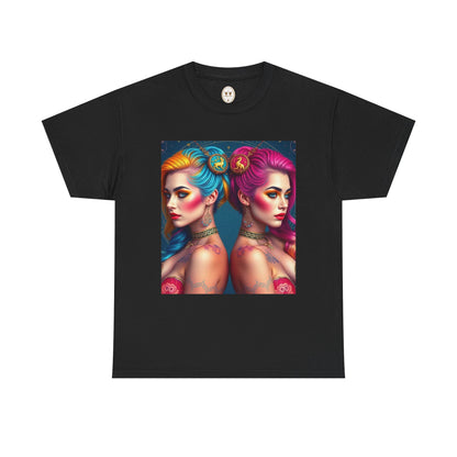 Unisex Heavy Cotton T-Shirt, Gemini, Zodiac v2, Sexy Art