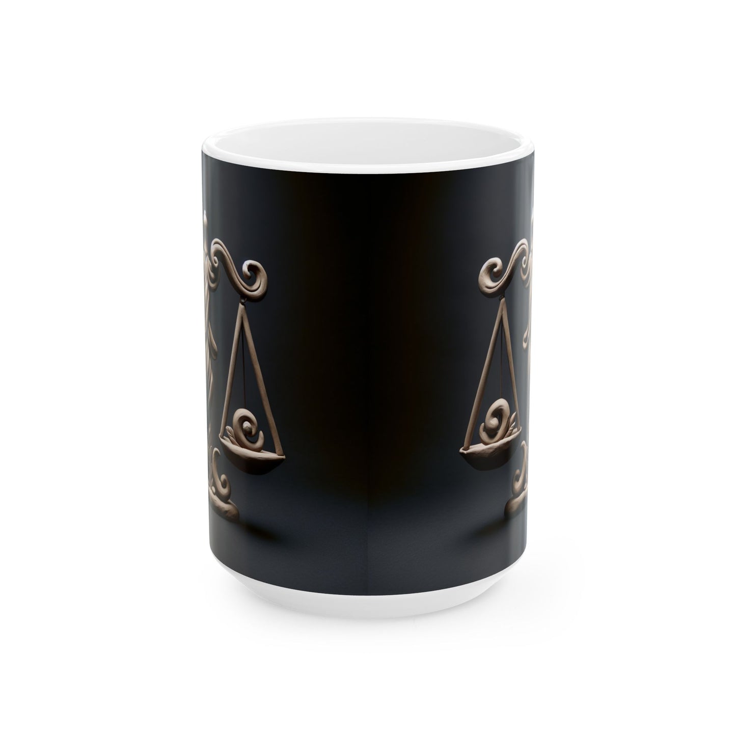 Ceramic Mug, (11oz, 15oz), Ceramic Coffee Mug, Swirly Scale, Libra Zodiac Design