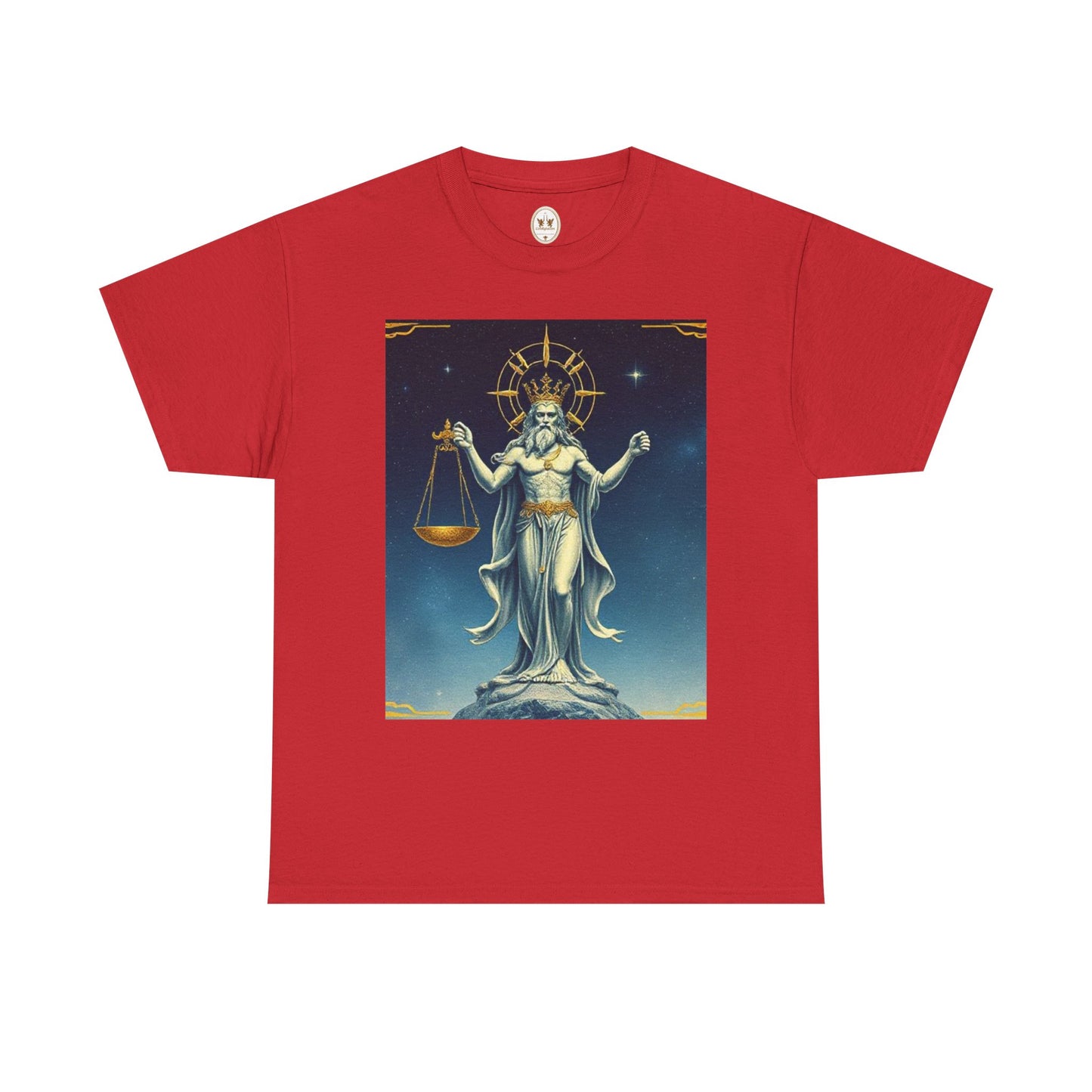 Unisex Heavy Cotton T-Shirt, Space, Libra God, Zodiac Design