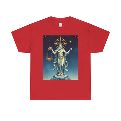 Unisex Heavy Cotton T-Shirt, Space, Libra God, Zodiac Design