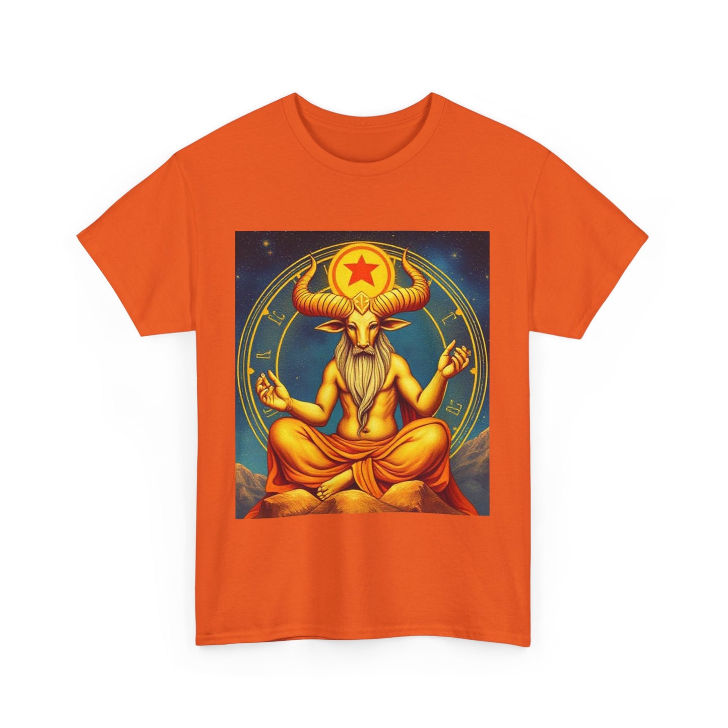 Unisex Heavy Cotton T-Shirt, Meditating Bull, Taurus Zodiac Design
