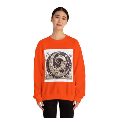 Unisex Heavy Blend™ Crewneck Sweatshirt, Stone Moon, Capricorn Zodiac Design