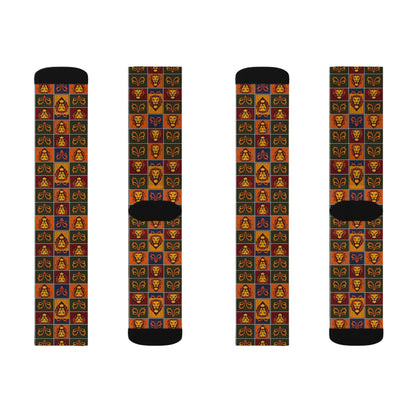 Sublimation Socks, Leo, Zodiac v1, Shapes Pattern