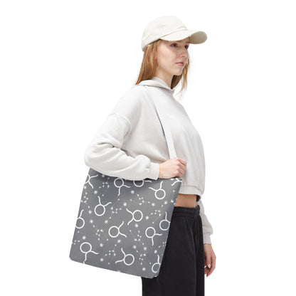 Tote Bag, Taurus Zodiac Sign, AOP, (Grey, White)