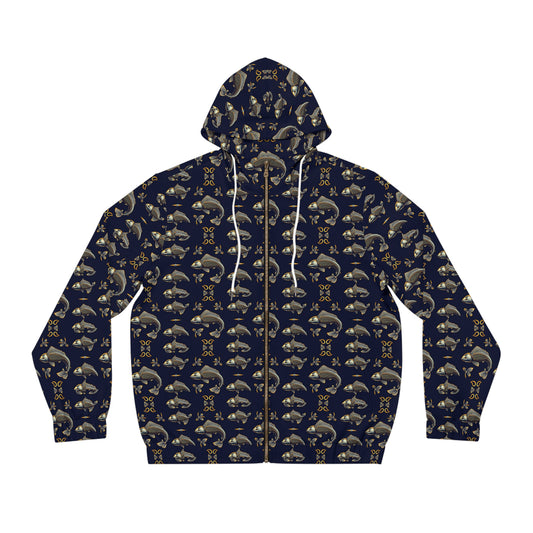 Full-Zip Hoodie (AOP), Pisces, Zodiac v2, Pattern