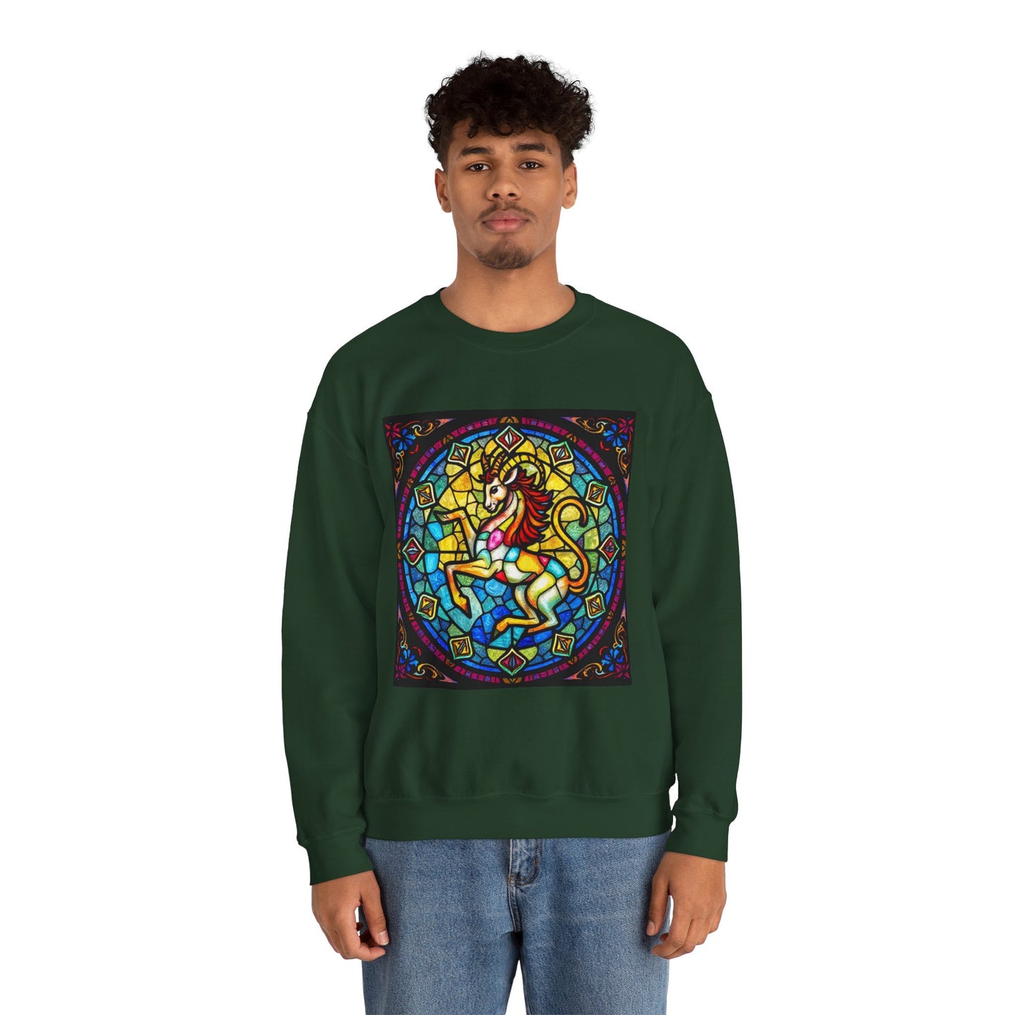 Unisex Heavy Blend™ Crewneck Sweatshirt, Glass, Capricorn Zodiac Design