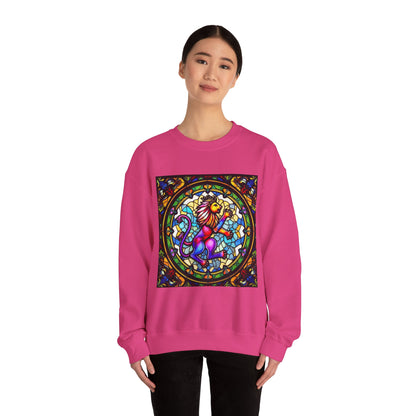 Unisex Heavy Blend™ Crewneck Sweatshirt, Glass, Leo Zodiac Design