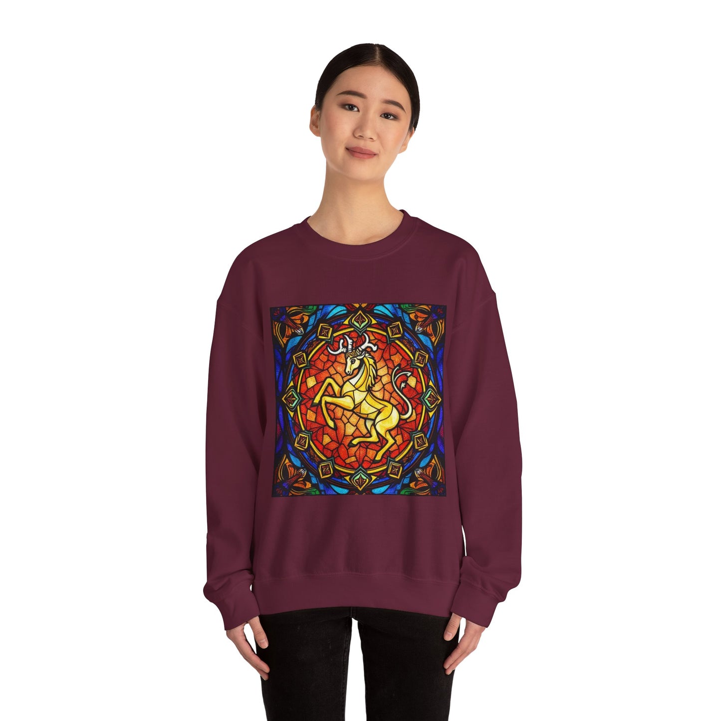 Unisex Heavy Blend™ Crewneck Sweatshirt, Glass 1, Capricorn Zodiac Design