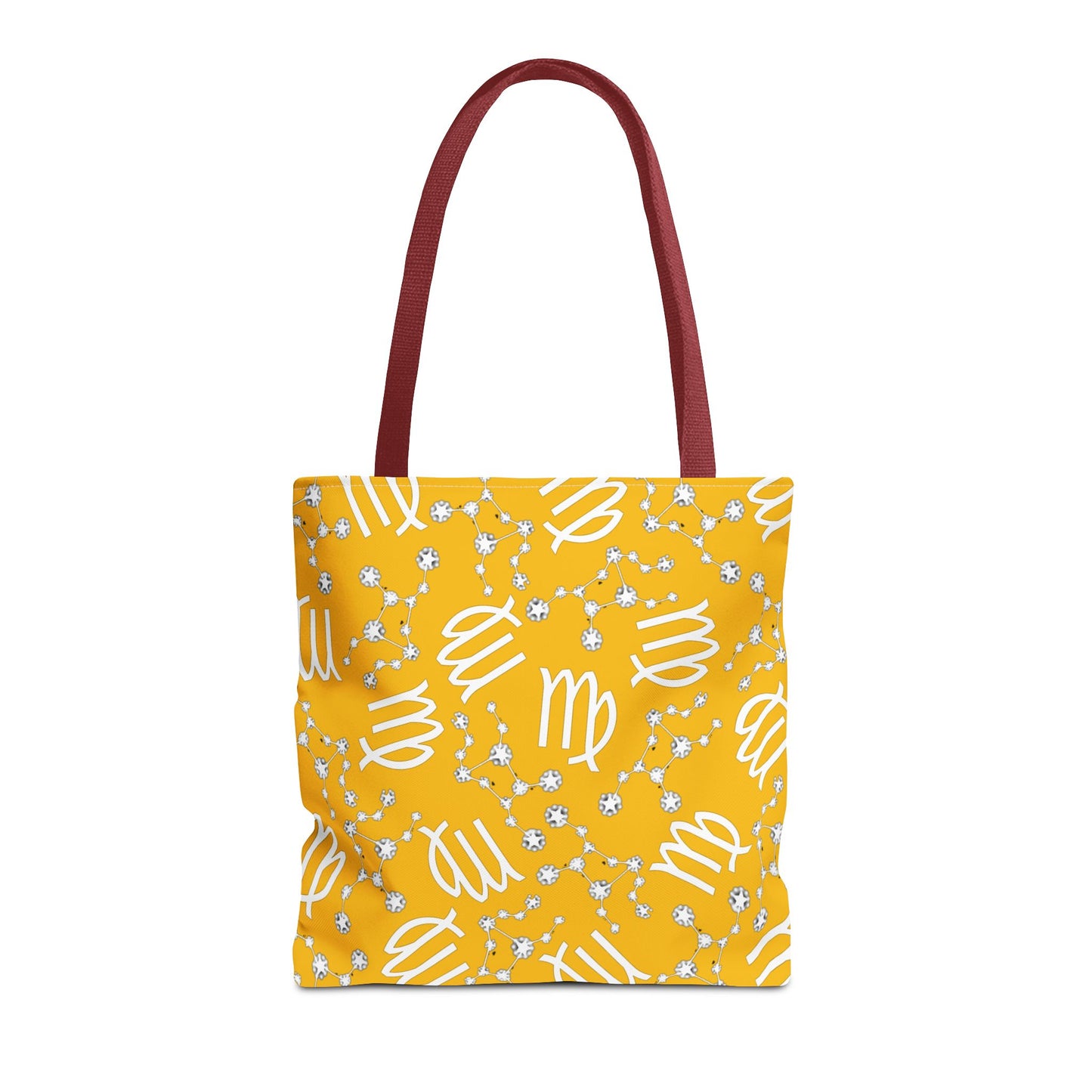 Tote Bag, Virgo Zodiac Sign, AOP, (Yellow White)