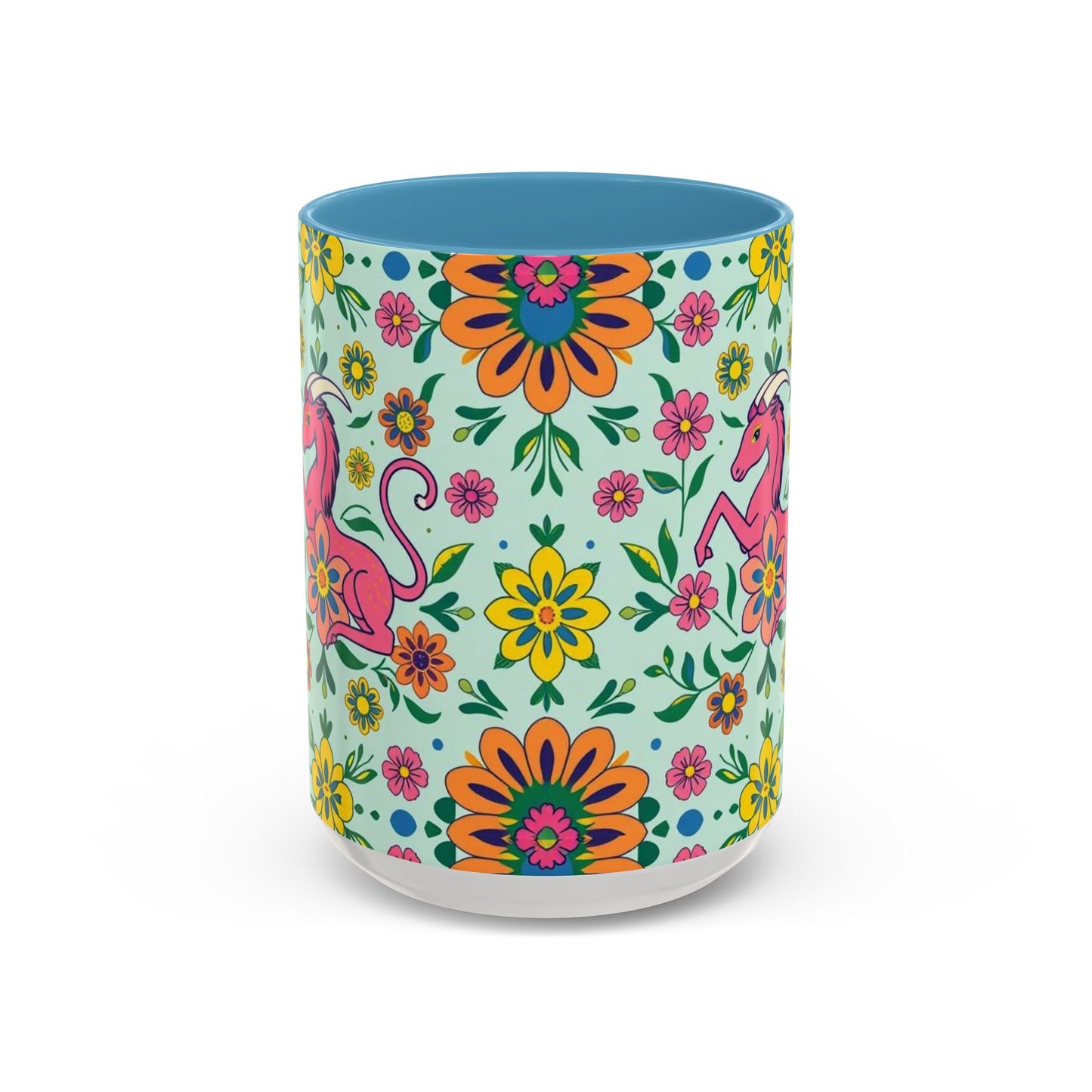 Accent Coffee Mug, Aquarius, Zodiac, Flower Pattern, (11, 15oz)