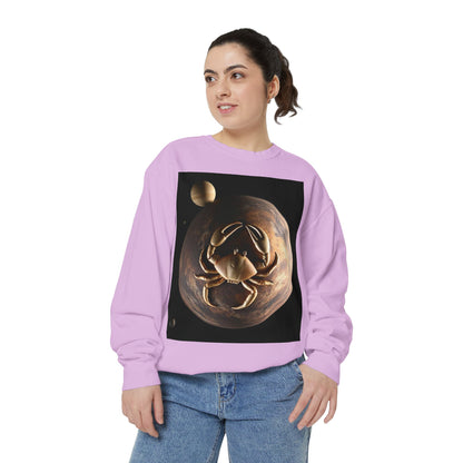 Garment-Dyed Sweatshirt, Unisex, Space Animal Design v1, Cancer