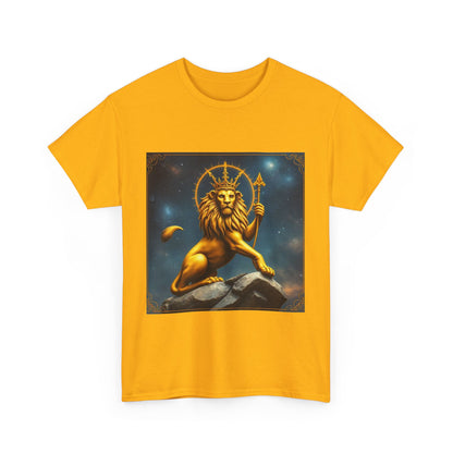 Unisex Heavy Cotton T-Shirt, King of Lions, Leo Zodiac Design