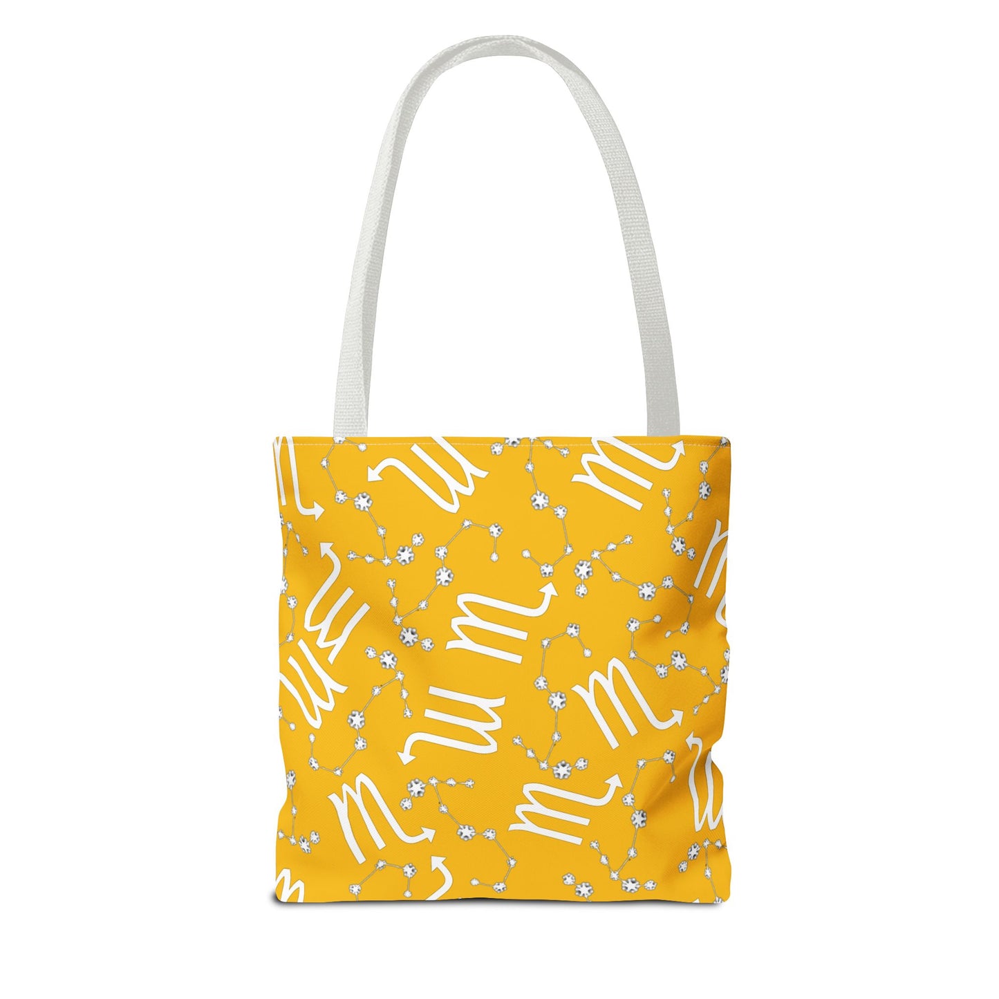 Tote Bag, Scorpio Zodiac Sign, AOP, (Yellow, White)