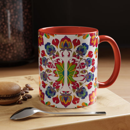 Accent Coffee Mug, Libra, Zodiac v1, Flower Pattern, (11, 15oz)