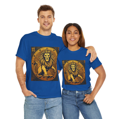 Unisex Heavy Cotton T-Shirt, Gold Lion, Leo Zodiac Design