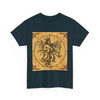 Unisex Heavy Cotton T-Shirt, Pencil Art v1, Gemini Zodiac Design