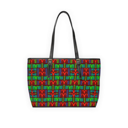 Leather Shoulder Bag, Aries, Zodiac v4, Shapes Pattern
