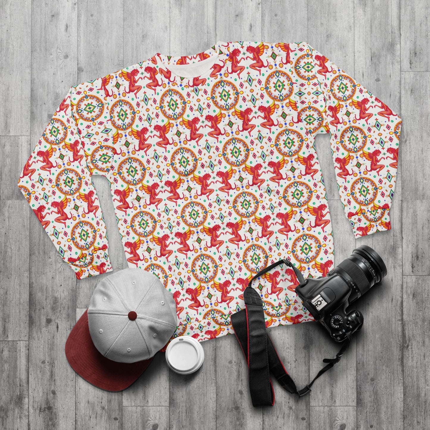 Unisex Sweatshirt (AOP), Gemini, Zodiac, Jewel Pattern