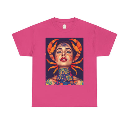Unisex Heavy Cotton T-Shirt, Cancer, Zodiac v2, Sexy Art