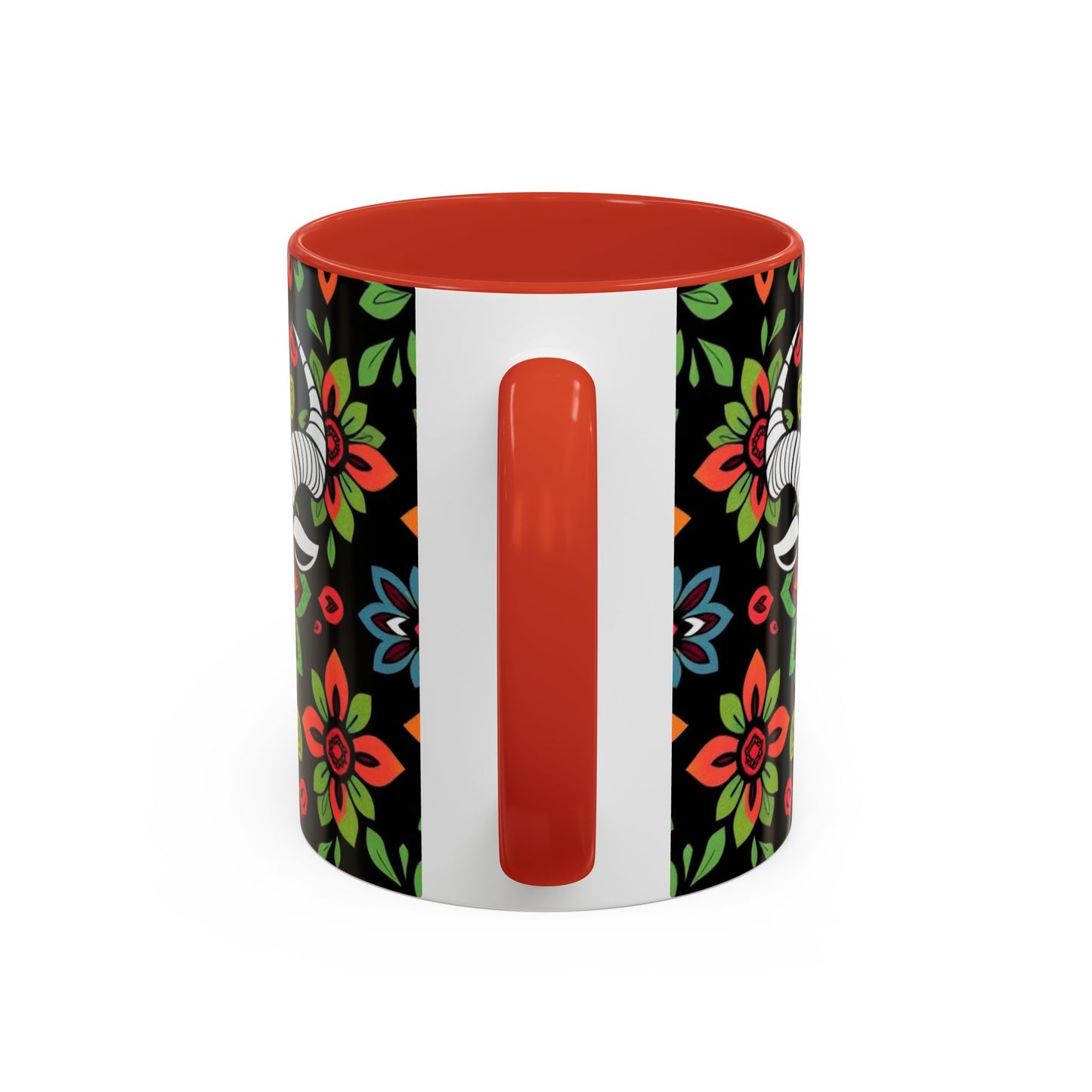 Accent Coffee Mug, Taurus, Zodiac v2. Flower Pattern, (11, 15oz)
