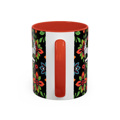 Accent Coffee Mug, Taurus, Zodiac v2. Flower Pattern, (11, 15oz)