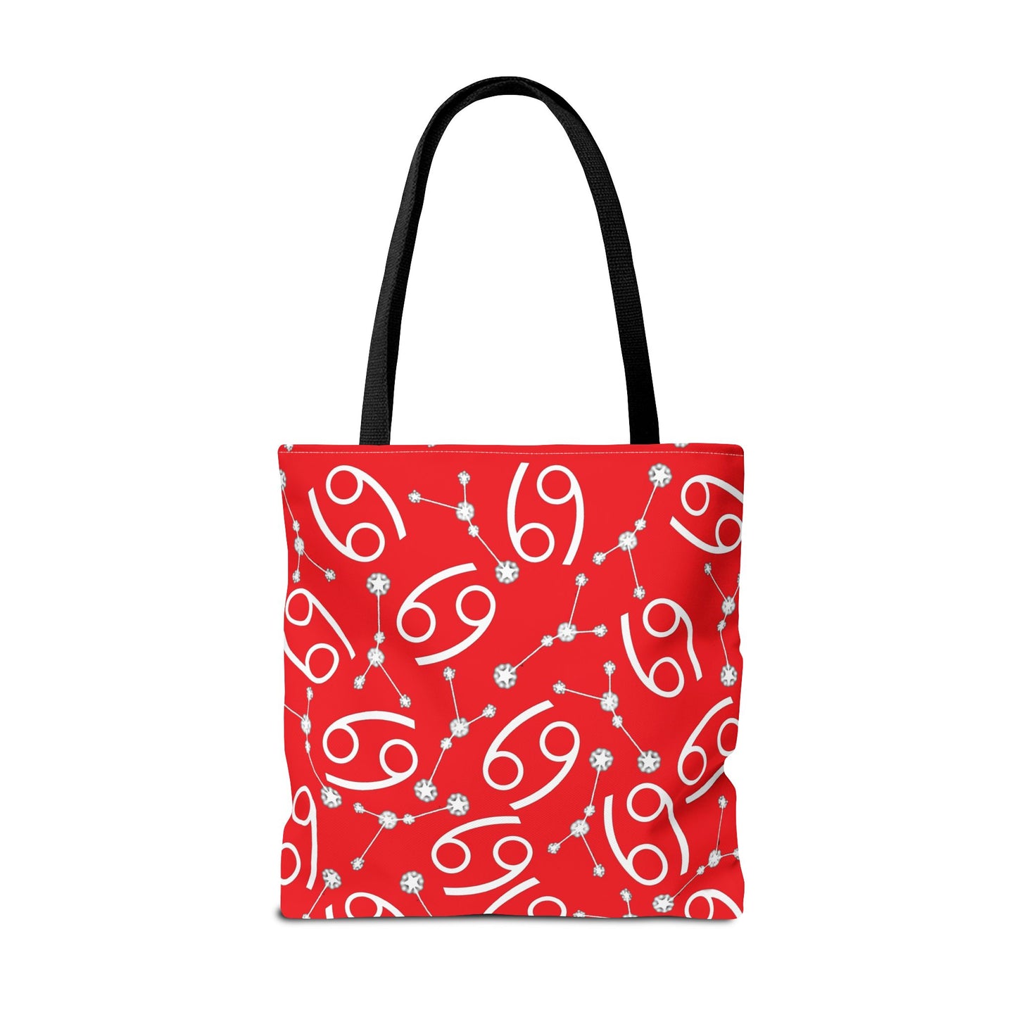 Tote Bag, Cancer Zodiac Sign, AOP, (Red, White)