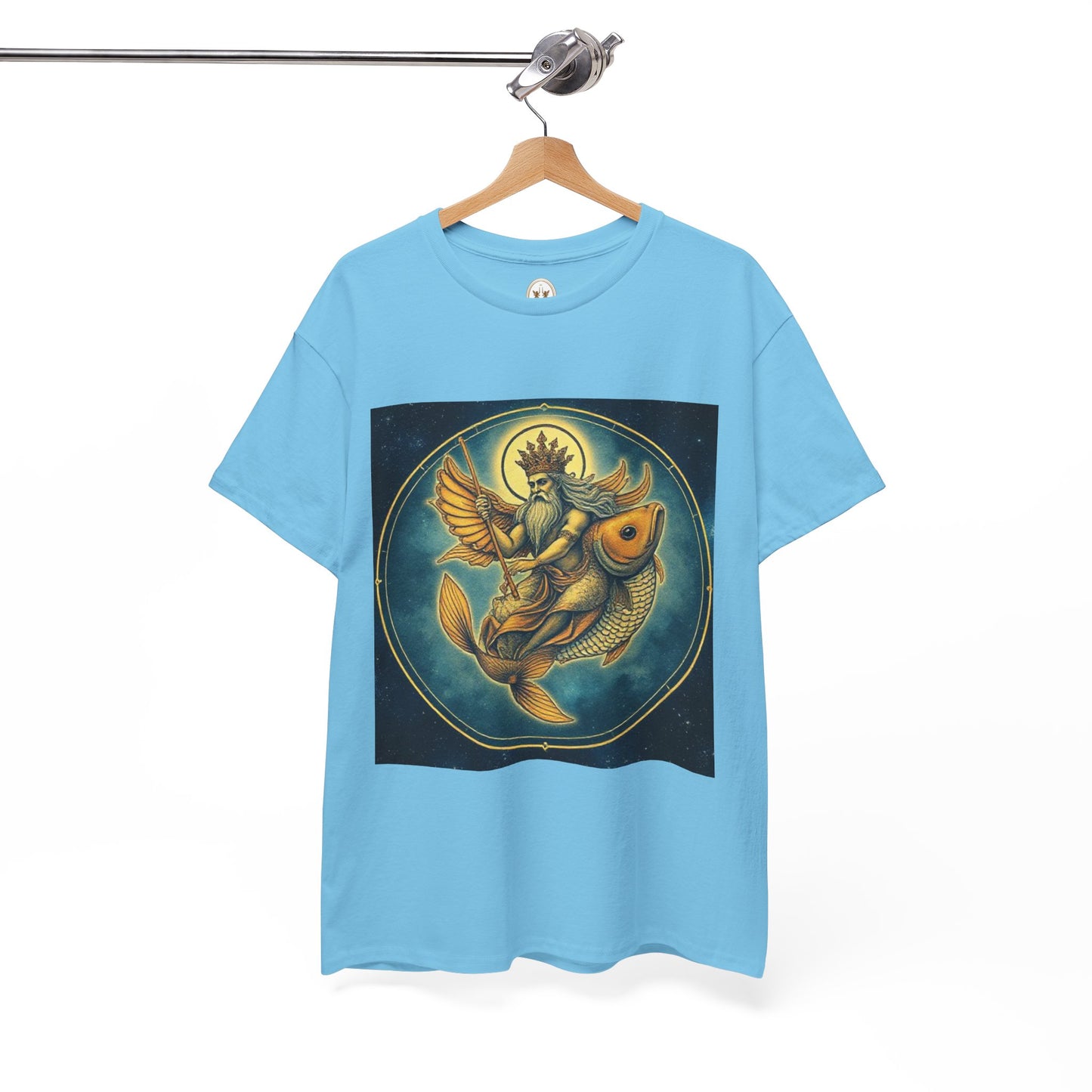 Unisex Heavy Cotton T-Shirt, Pisces King v1, Zodiac Design