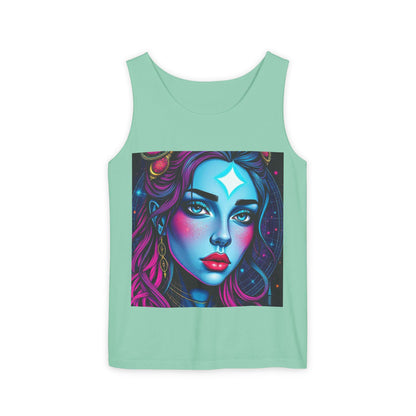 Unisex Garment-Dyed, Tank Top, Gemini, Pop Art, 100% US cotton