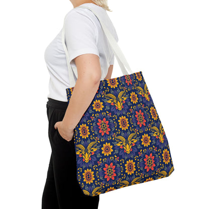 Tote Bag, (AOP), Taurus, Zodiac v3, Flower Pattern