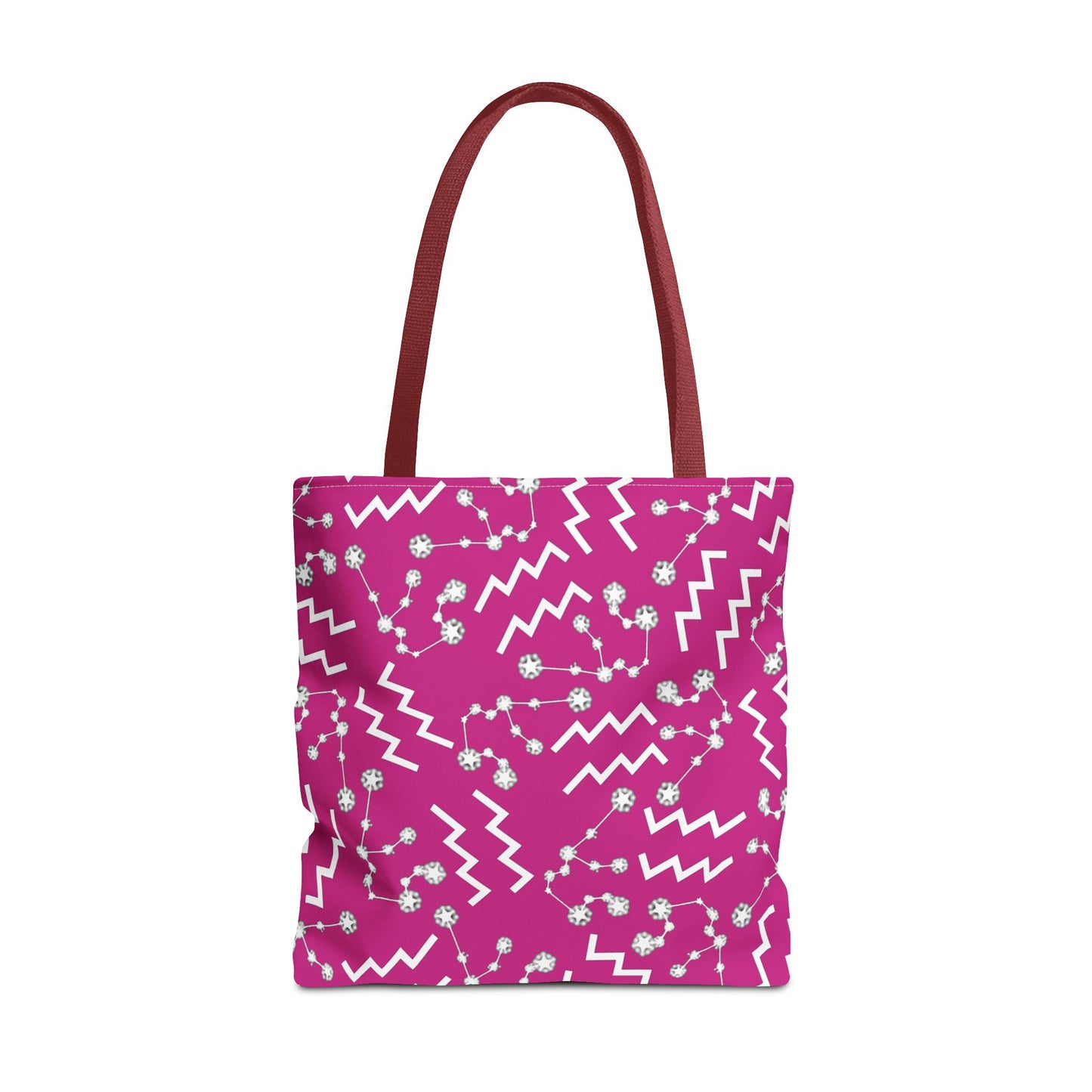 Tote Bag, Aquarius Zodiac Sign, AOP, (Pink, White)