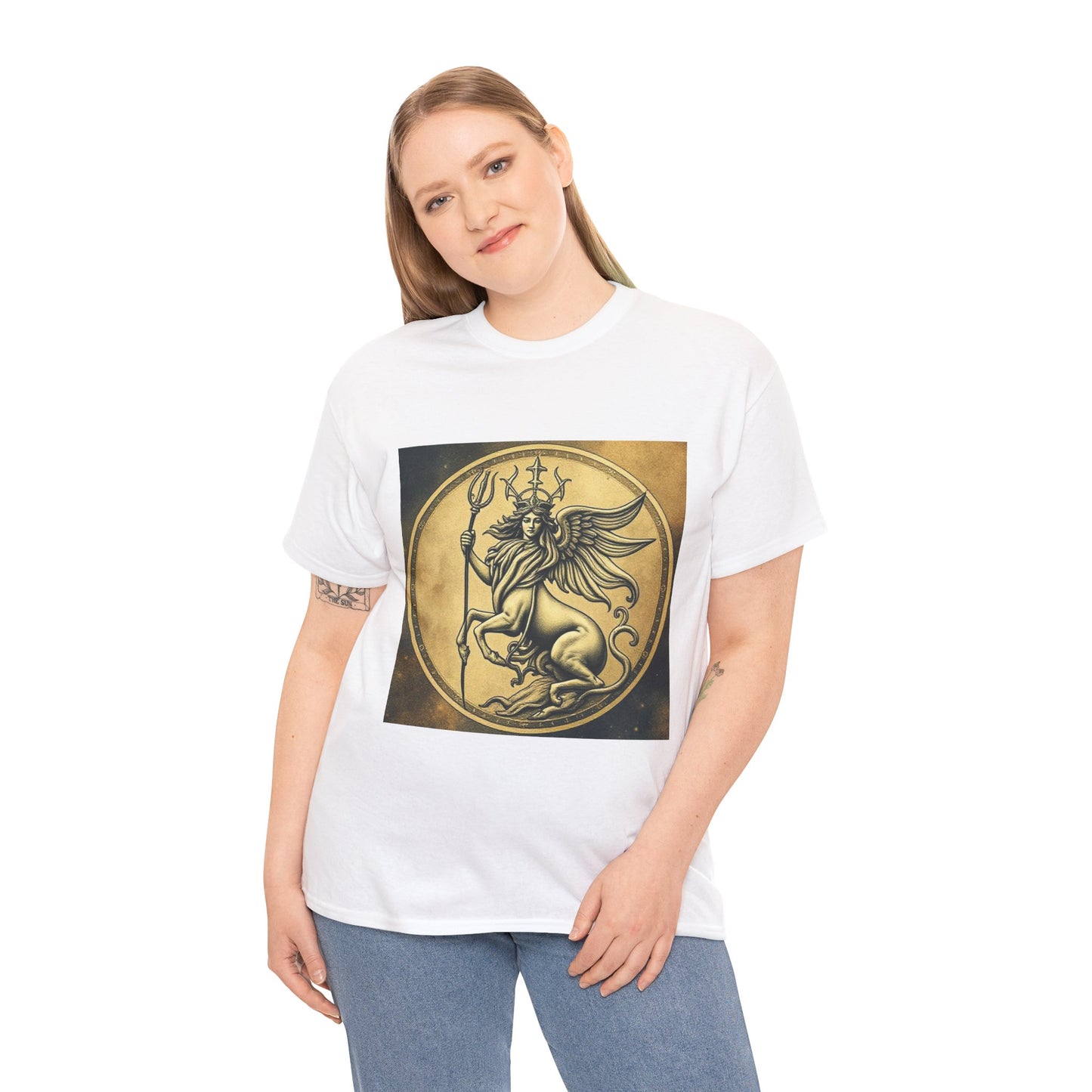 Unisex Heavy Cotton T-Shirt, Angel Animal, Virgo Zodiac Design