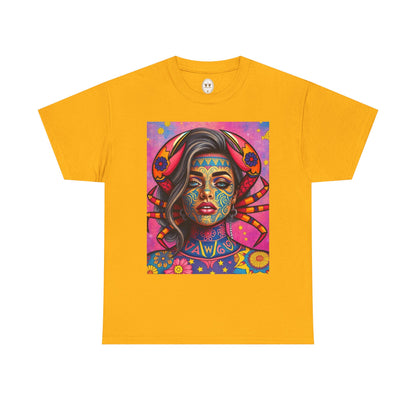 Unisex Heavy Cotton T-Shirt, Cancer, Zodiac v3, Sexy Art