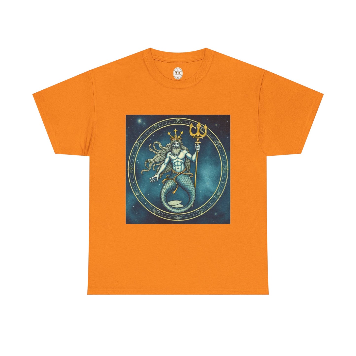 Unisex Heavy Cotton T-Shirt, Aquarius God 5v, Zodiac Design
