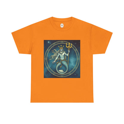 Unisex Heavy Cotton T-Shirt, Aquarius God 5v, Zodiac Design