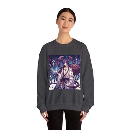Unisex Heavy Blend™ Crewneck Sweatshirt, Scorpio Zodiac Design, purple scorpion anime