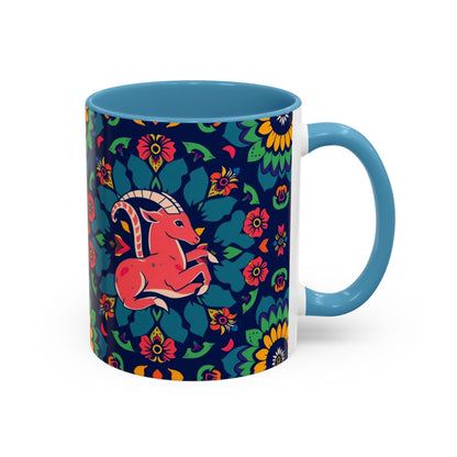 Accent Coffee Mug, Capricorn, Zodiac, Flower Pattern, (11, 15oz)