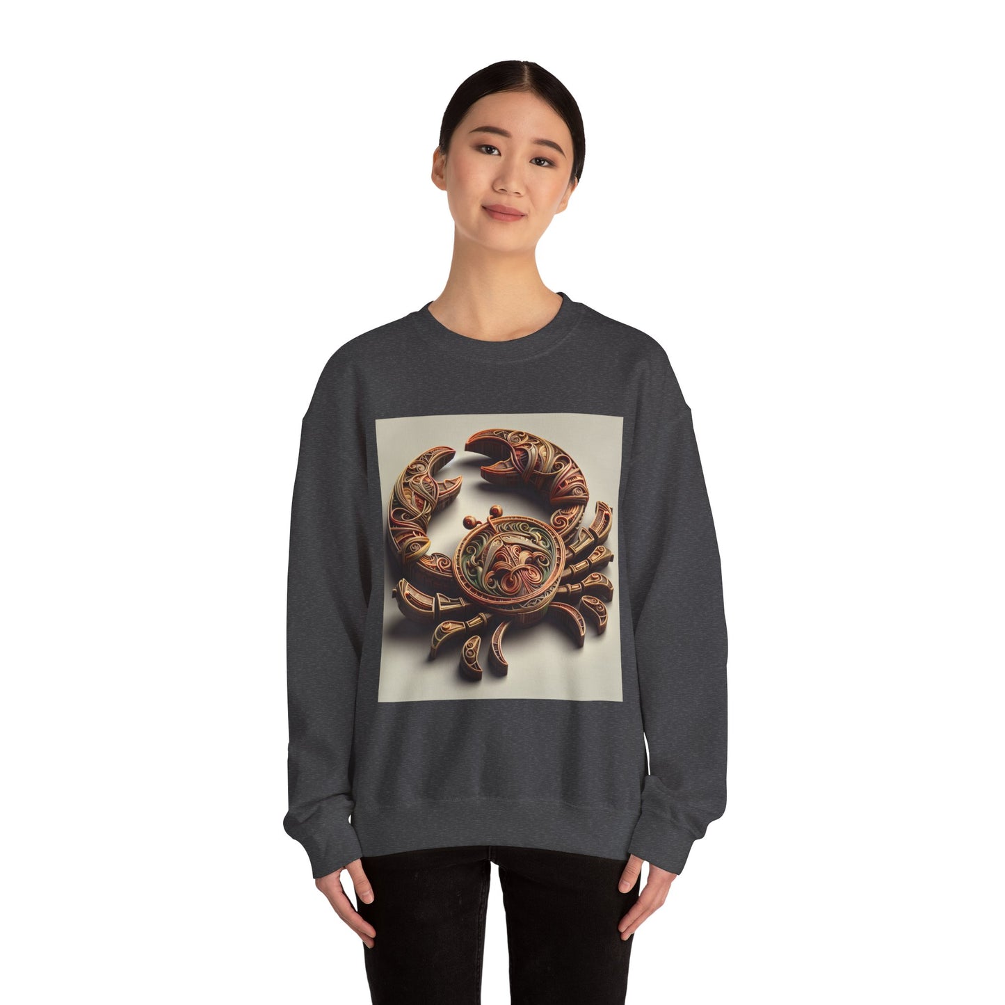 Unisex Heavy Blend™ Crewneck Sweatshirt, Crab Artifact, Cancer Zodiac Design