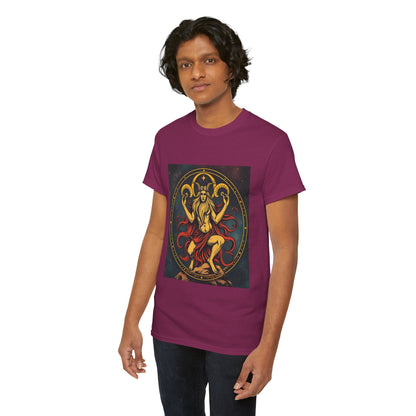 Unisex Heavy Cotton T-Shirt, Aries God 3v, Zodiac Design
