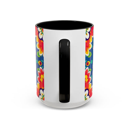 Accent Coffee Mug, Virgo, Zodiac v3. Flower Pattern, (11, 15oz)