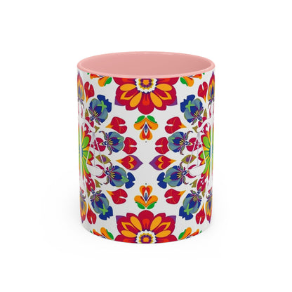Accent Coffee Mug, Libra, Zodiac v1, Flower Pattern, (11, 15oz)