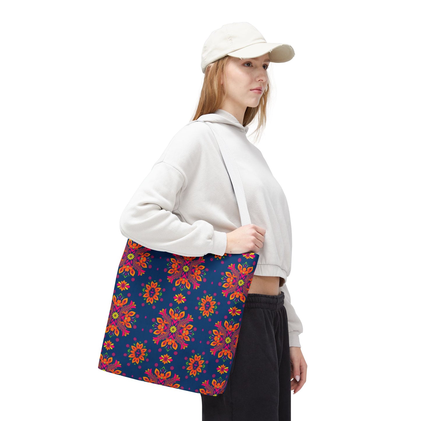 Tote Bag (AOP), Gemini, Zodiac v2, Flower Pattern